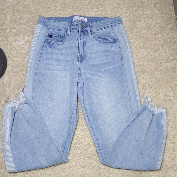 KanCan Erin High Rise Slim Straight Leg Pin Stripe Jeans 7 - Picture 11 of 16